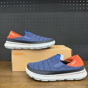 New W/ Box! Men's Merrell HUT MOC 2 Sea Blue Red Slip On Outdoor Sneakers